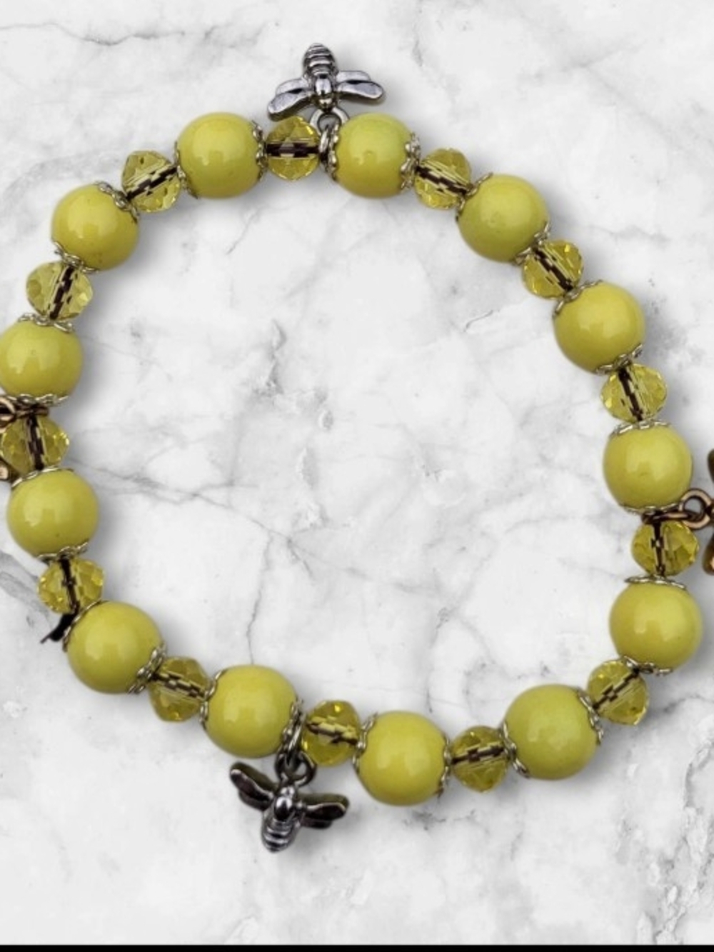 Yellow Beaded Bee Charm Bracelet - Women Jewelry